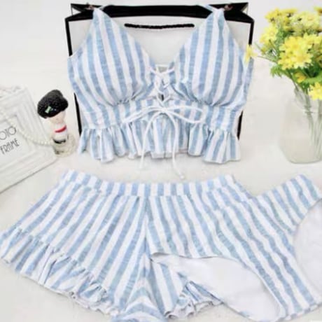 Blue stripe swim wear