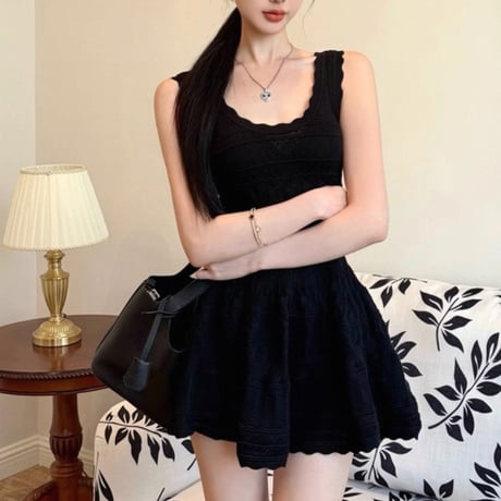 Scallop Lace Knit Onepiece 2色