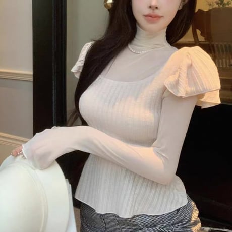 Shoulder Frill Sheer Top