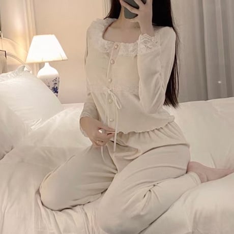 Lace Ribbon Roomwear Set 2色
