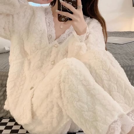 simple lace モコモコ ルームウェア