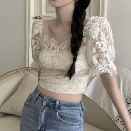 Flower lace mini tops