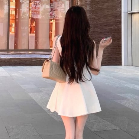 Belt button flare dress