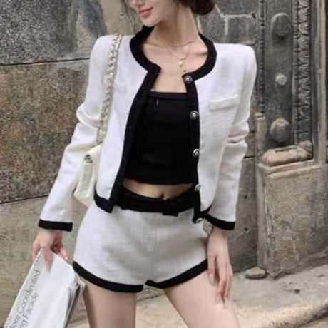 Monotone Tweed Short Set