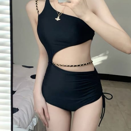 black chain swim wear