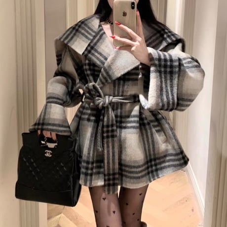 big color plaid coat
