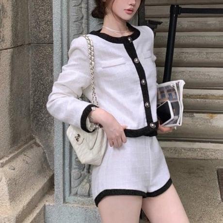 Monotone Tweed Short Set