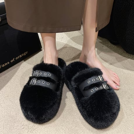 all fur belt shoes 3色