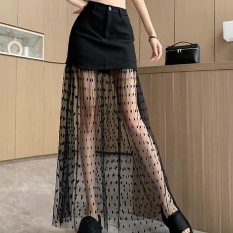 ドットチュールミニスカート