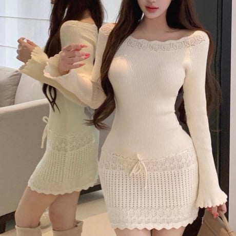 Ivory Lace Knit Onepiece