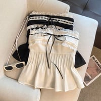 Ribbon lace bare top 2色
