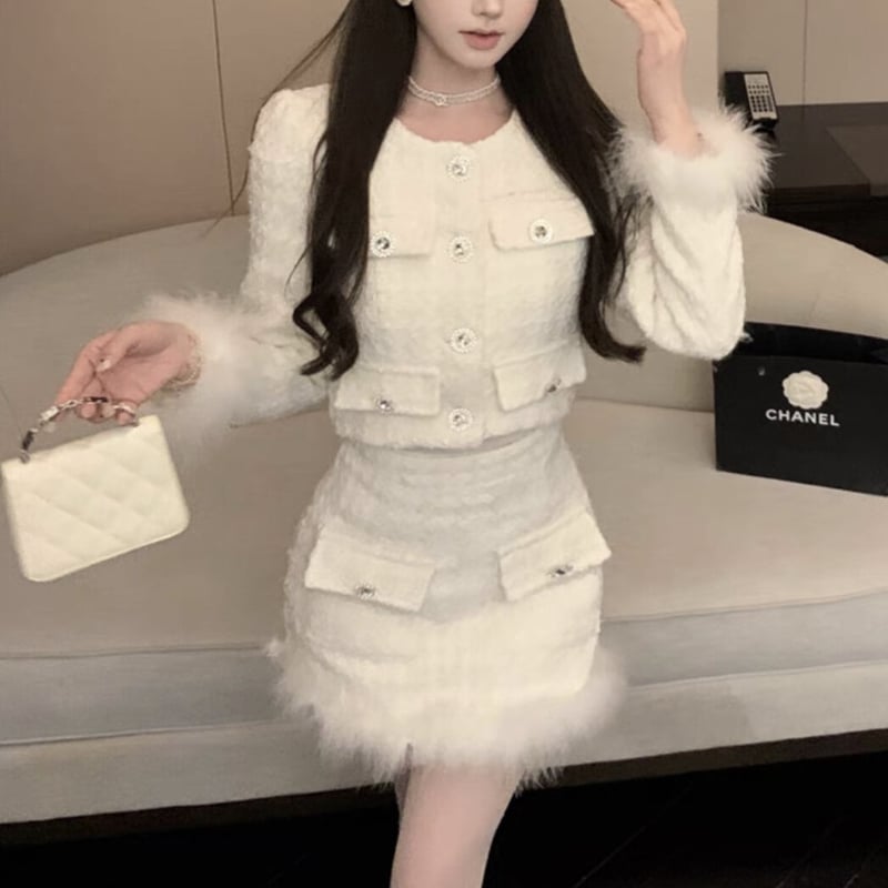 なみめろ様ご着用♡ツイード×ファーセットアップ | ecrea