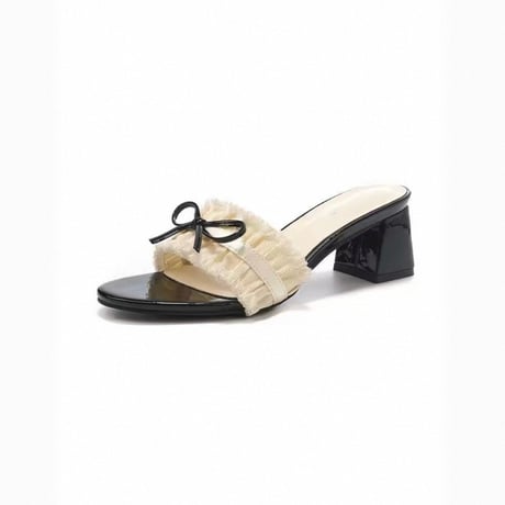 Ribbon Frill Mule Heels