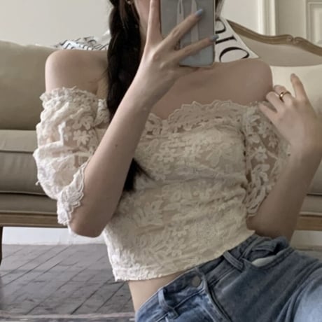 Flower lace mini tops