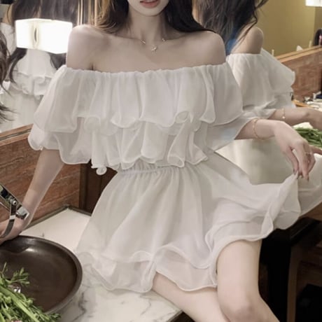 シフォンオフショルチュニック
