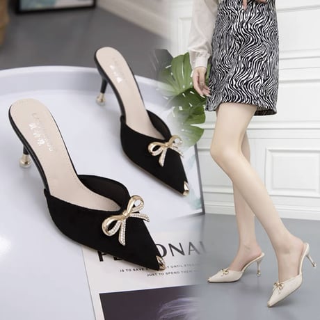 gold ribbon shoes 3色
