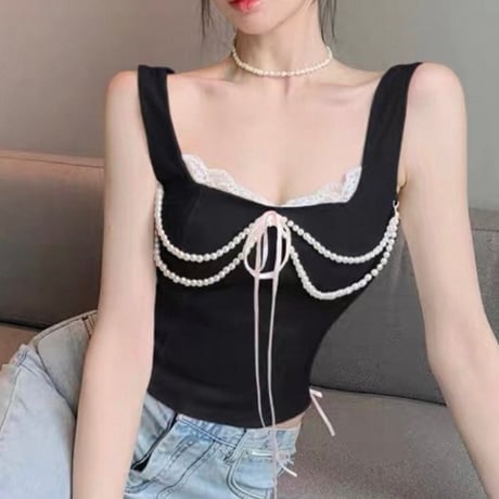 Pearl Chain Corset Top 2色