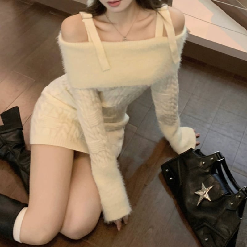 cream オフショル ニットワンピ | ecrea cream オフショル ニットワンピ | ecrea