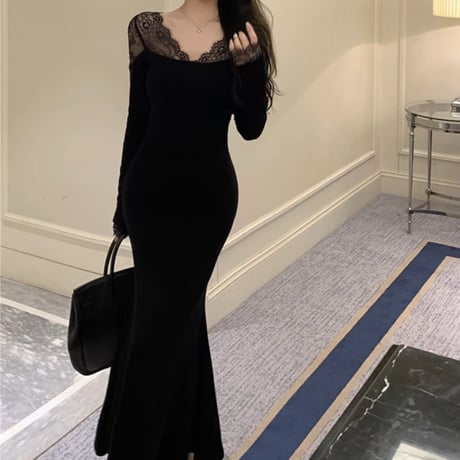 black lace long op