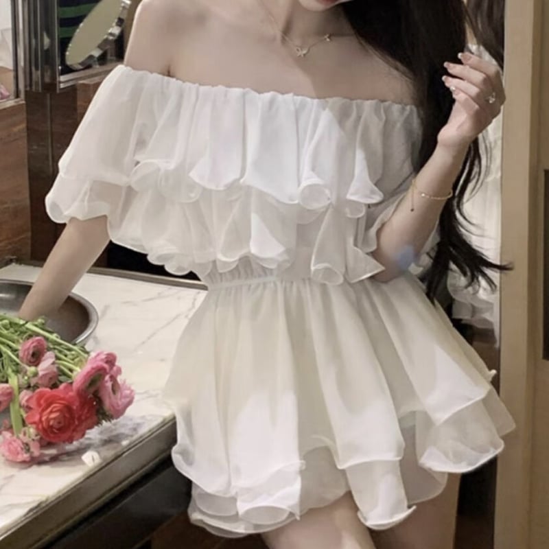 シフォンオフショルチュニック | ecrea