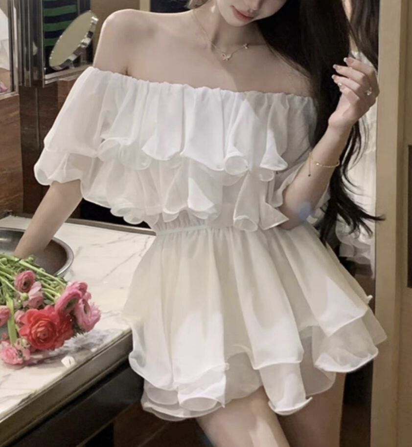 シフォンオフショルチュニック | ecrea
