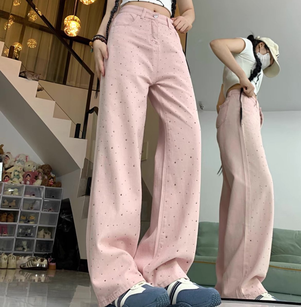 キラキラストーンピンクパンツ | ecrea
