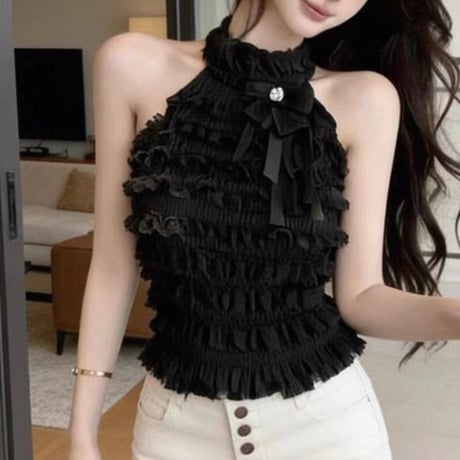 Lace Frill Halter Top 2色