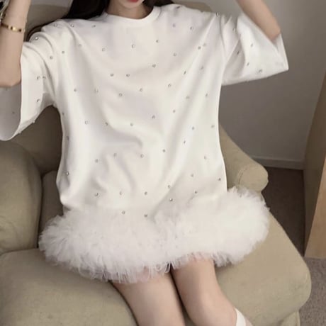 kira kira bijou frill tops 2色