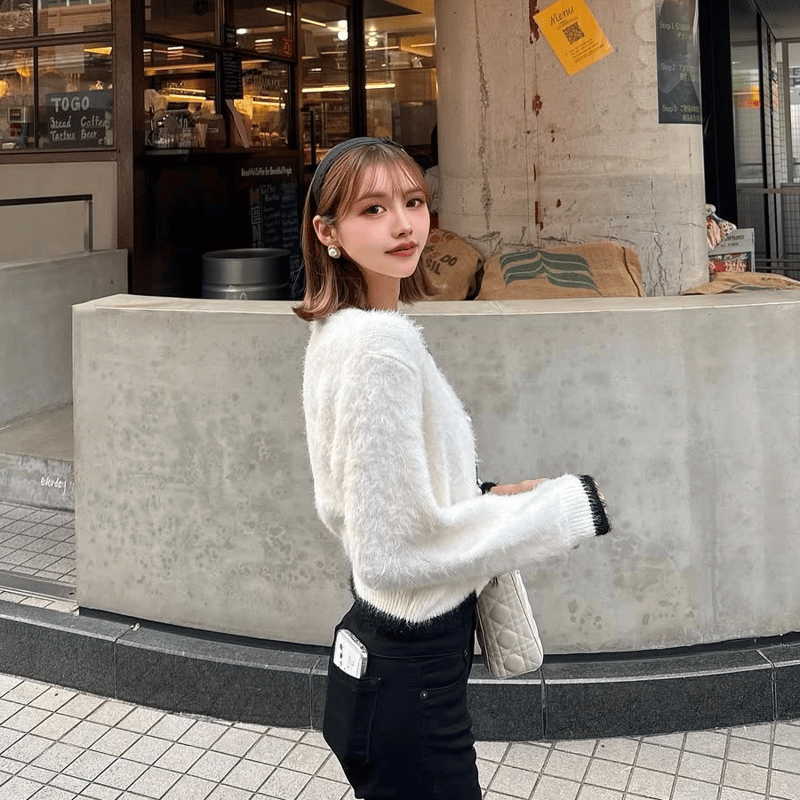 バイカラーシャギーカーディガン maho様ご着用♡バイカラーシャギーカーディガン2色 | ecrea