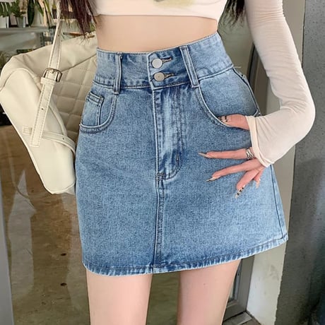 ハートデザイン denim スカート 2色