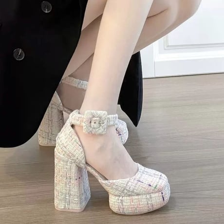 mix color tweed pumps