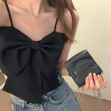 front ribbon mini camisole 3色
