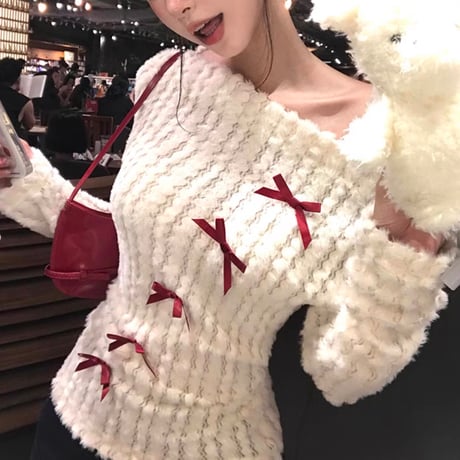プチリボンふわふわトップス