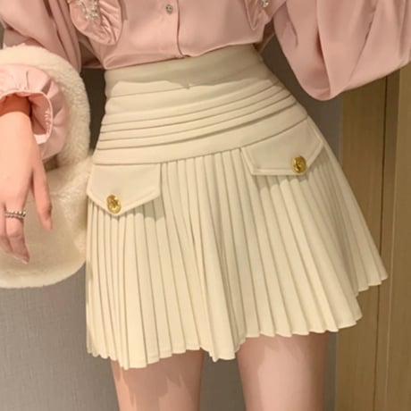 ゴールドボタンプリーツスカート 2色