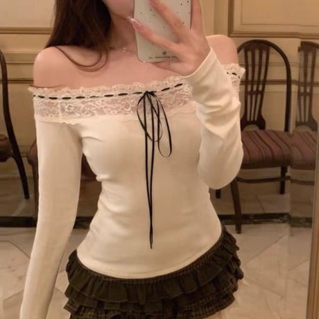 Lace Ribbon Off-Shoulder Top