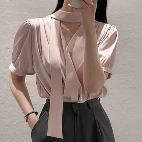 neck point simple tops4色