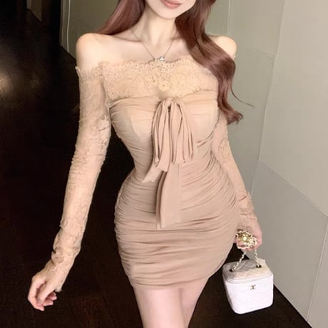 Brown beige dress