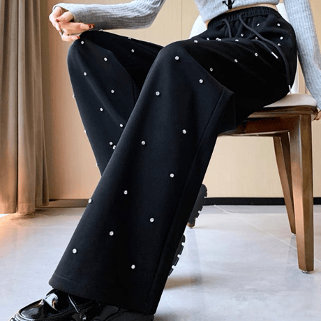 ストーン付きラフパンツ 2色