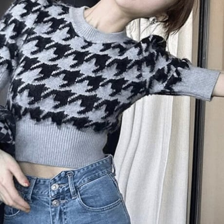 houndstooth pattern tops