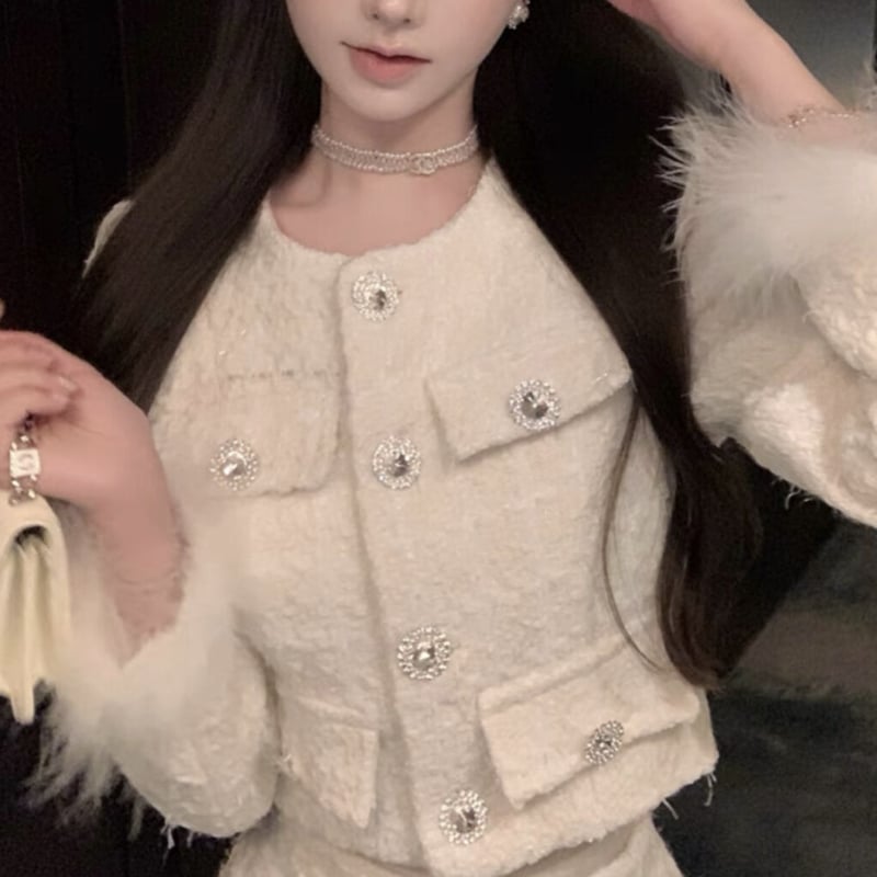 なみめろ様ご着用♡ツイード×ファーセットアップ | ecrea