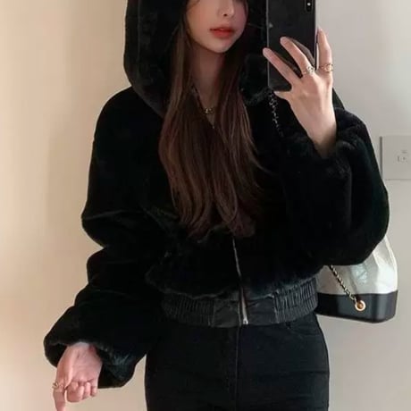 Fluffy Hooded Jacket 2色