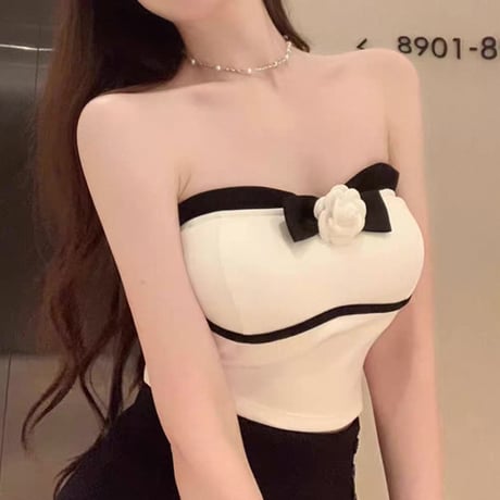 Rose Ribbon Tube Top 2色
