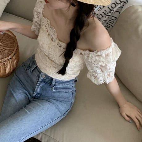 Flower lace mini tops