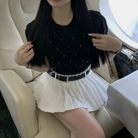ぴょん様ご着用♡ビジュー付き半袖ミニトップス3色
