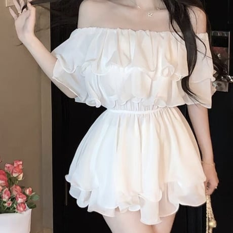 シフォンオフショルチュニック