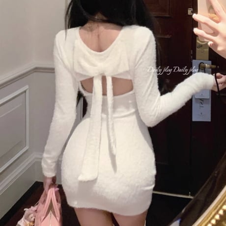 ヴァニラ様ご着用♡ミニブラックリボン長袖ワンピ