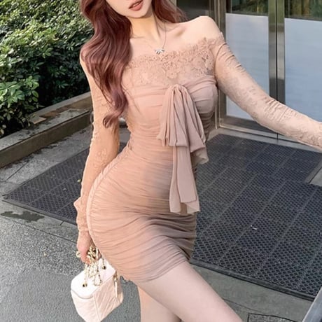 Brown beige dress