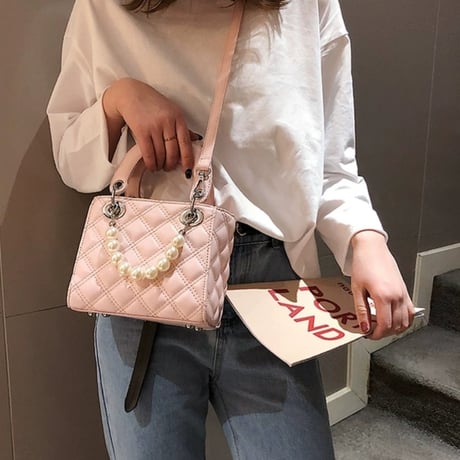 パール付き ハンドbag 4色