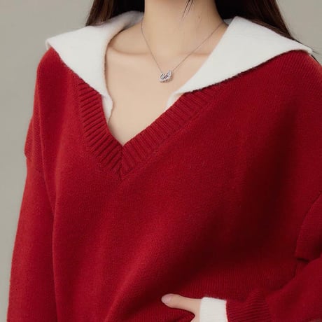 Layered Collar Knit Mini Set Up 3色