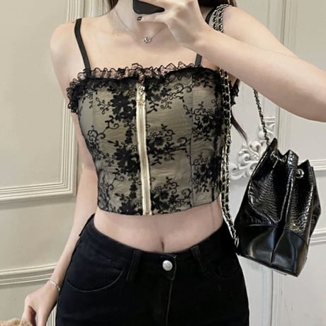 lace fastener camisole 2色